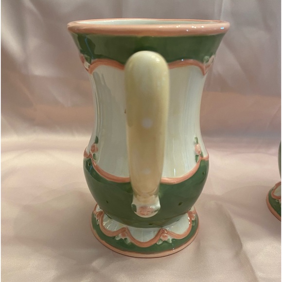 NWOT VTG  4 Gift Craft Mugs In Pink, Cream Green by Karla Dornacher Shabby Chic - Picture 4 of 12